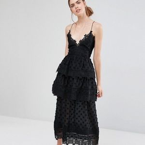 self portrait ivy lace trim midi dress